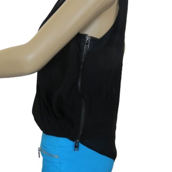 AllSaints Silk Asymmetrical Draped Blouse with Pointed Hem - Picture 4 of 7